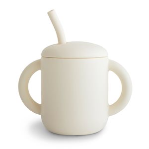 Mushie Silicone Training Cup + Straw - Ivory